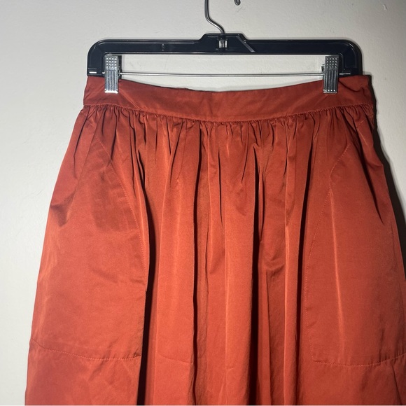 Zara Women’s Pleated Orange Skirt Size L - Picture 3 of 5